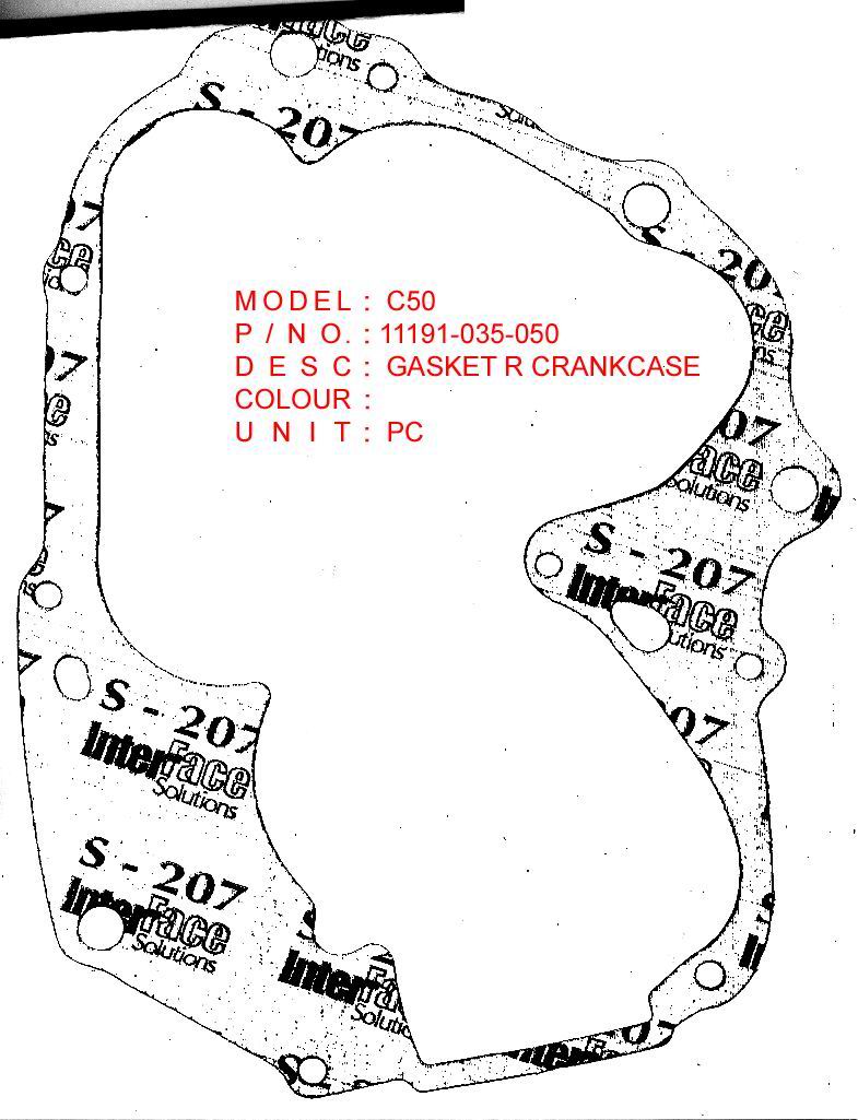 11191-035-050 OR GASKET R CRANKCASE OR C50