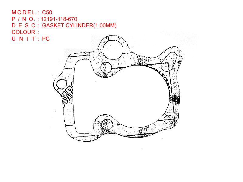 12191-118-670 OR GASKET CYLINDER(1.00MM) OR C50