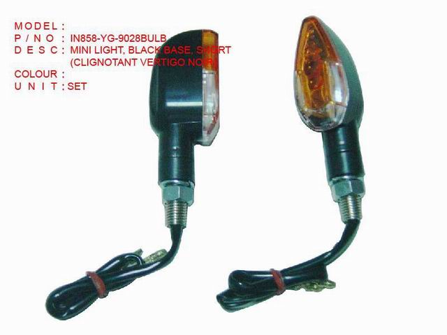 IN858-YG-9028BULB MINI LIGHT, BLACK BASE, SHORT