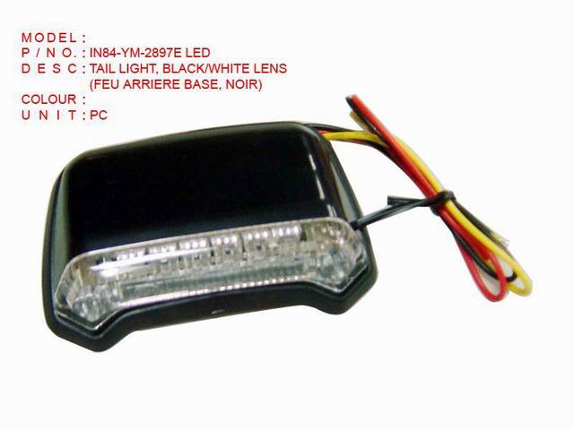 IN84-YM-2897E LED TAIL LIGHT, BLACK WHITE LENS