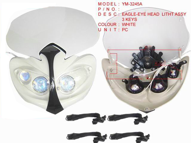 YM-3245A_EAGLE-EYE HEAD LIGHT ASSY 3 KEYS WHITE