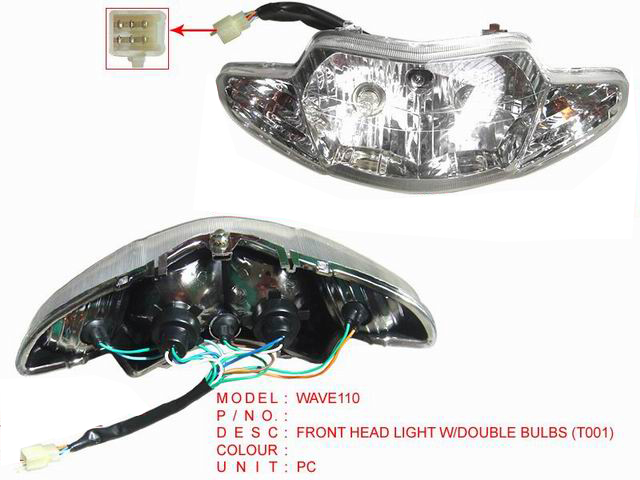 WAVE110  FRONT HEAD LIGHT W'DOUBLE BULBS (T001)